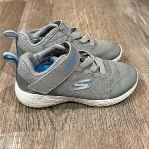 Skechers Kids Gray Sneakers with Blue Highlights